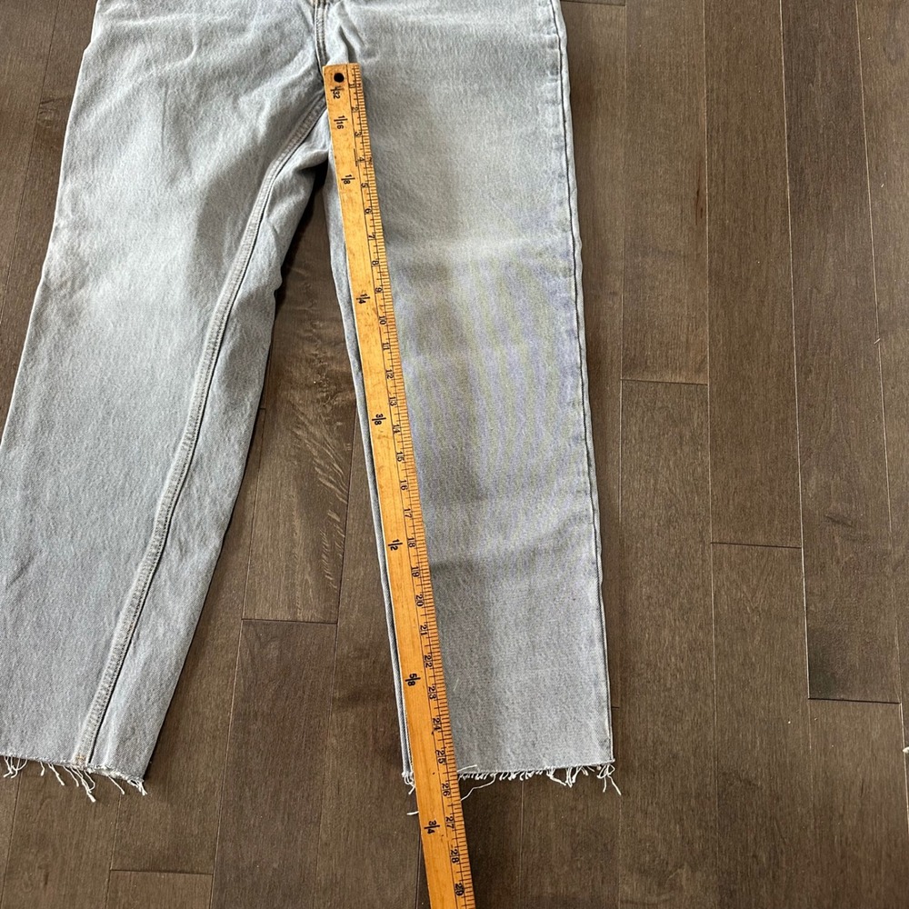 NWT Zara High Rise Straight Ankle Length Jeans Raw Hem Light Gray Wash 8 - Picture 5 of 10